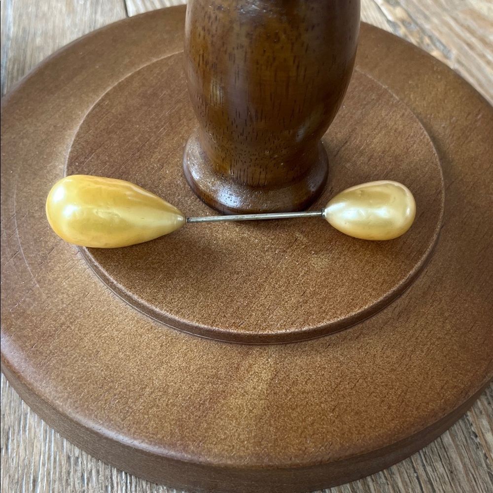 Vintage Amber Teardrop Double Ended Hat Pin